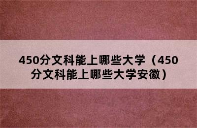 450分文科能上哪些大学（450分文科能上哪些大学安徽）