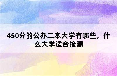 450分的公办二本大学有哪些，什么大学适合捡漏