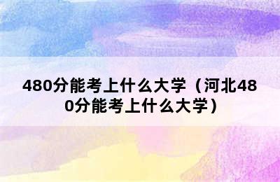 480分能考上什么大学（河北480分能考上什么大学）