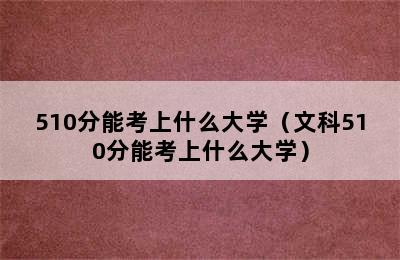 510分能考上什么大学（文科510分能考上什么大学）