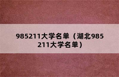 985211大学名单（湖北985211大学名单）