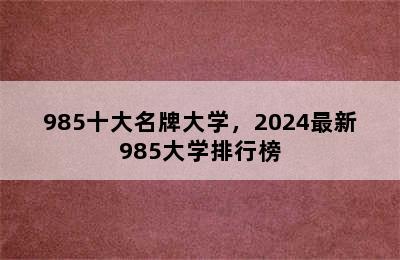 985十大名牌大学，2024最新985大学排行榜