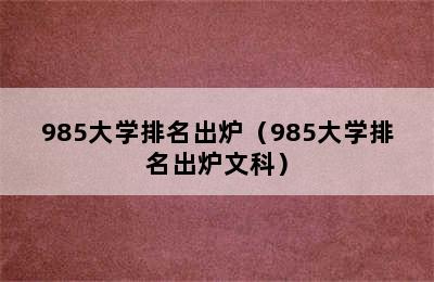 985大学排名出炉（985大学排名出炉文科）