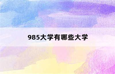 985大学有哪些大学