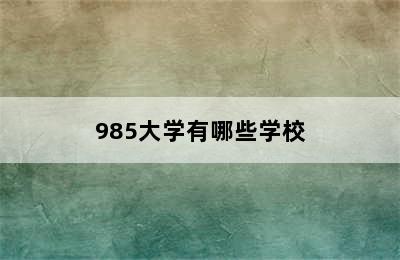 985大学有哪些学校