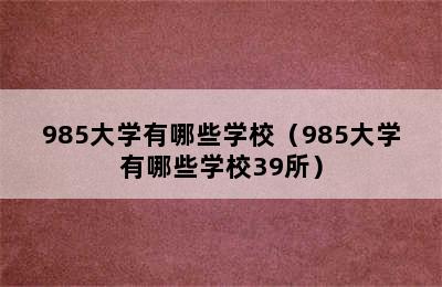 985大学有哪些学校（985大学有哪些学校39所）