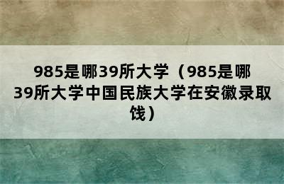 985是哪39所大学（985是哪39所大学中国民族大学在安徽录取饯）