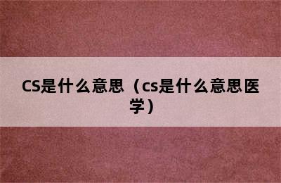 CS是什么意思（cs是什么意思医学）