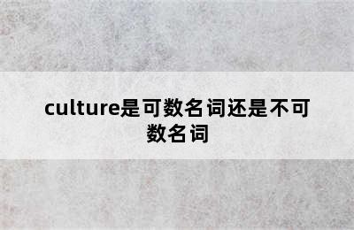 culture是可数名词还是不可数名词