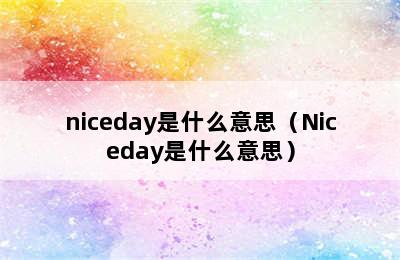 niceday是什么意思（Niceday是什么意思）