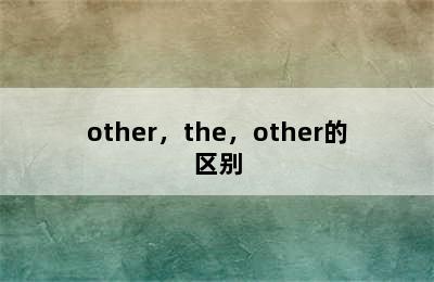 other，the，other的区别