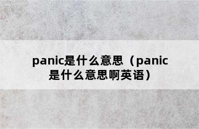 panic是什么意思（panic是什么意思啊英语）