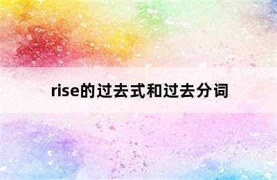 rise的过去式和过去分词