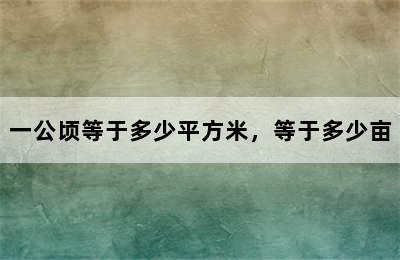 一公顷等于多少平方米，等于多少亩