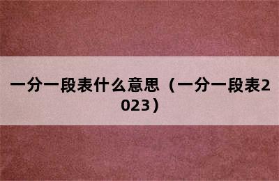 一分一段表什么意思（一分一段表2023）