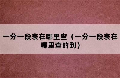 一分一段表在哪里查（一分一段表在哪里查的到）