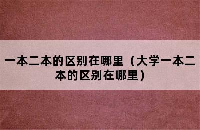 一本二本的区别在哪里（大学一本二本的区别在哪里）