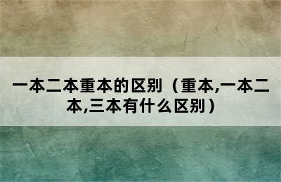 一本二本重本的区别（重本,一本二本,三本有什么区别）