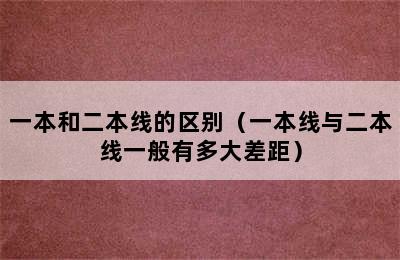 一本和二本线的区别（一本线与二本线一般有多大差距）