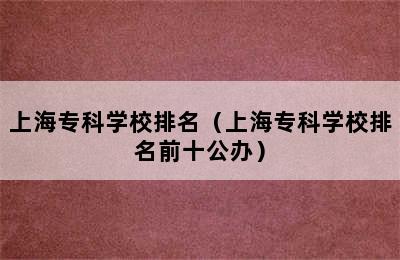 上海专科学校排名（上海专科学校排名前十公办）