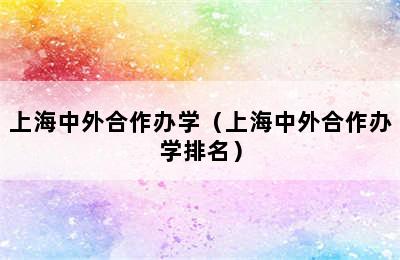 上海中外合作办学（上海中外合作办学排名）