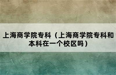 上海商学院专科（上海商学院专科和本科在一个校区吗）