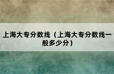 上海大专分数线（上海大专分数线一般多少分）