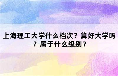 上海理工大学什么档次？算好大学吗？属于什么级别？