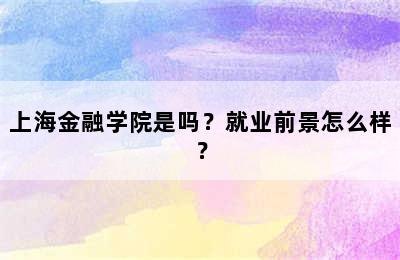 上海金融学院是吗？就业前景怎么样？