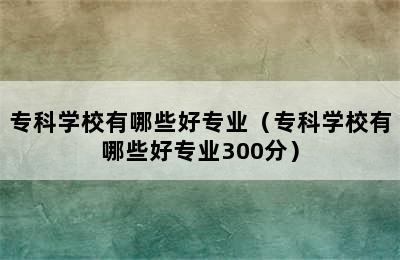 专科学校有哪些好专业（专科学校有哪些好专业300分）