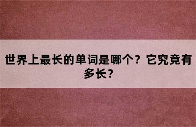 世界上最长的单词是哪个？它究竟有多长？