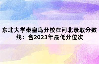 东北大学秦皇岛分校在河北录取分数线：含2023年最低分位次