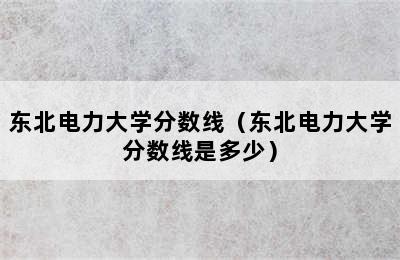 东北电力大学分数线（东北电力大学分数线是多少）