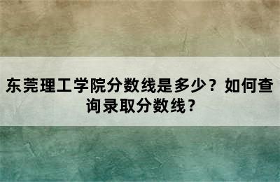 东莞理工学院分数线是多少？如何查询录取分数线？