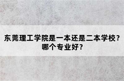 东莞理工学院是一本还是二本学校？哪个专业好？