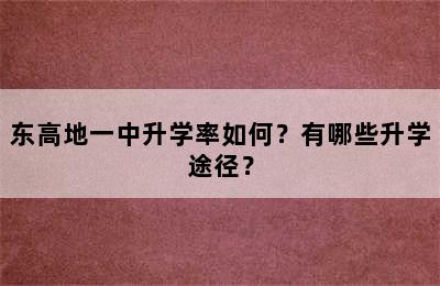 东高地一中升学率如何？有哪些升学途径？