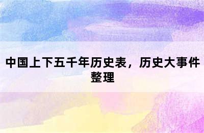 中国上下五千年历史表，历史大事件整理