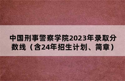 中国刑事警察学院2023年录取分数线（含24年招生计划、简章）