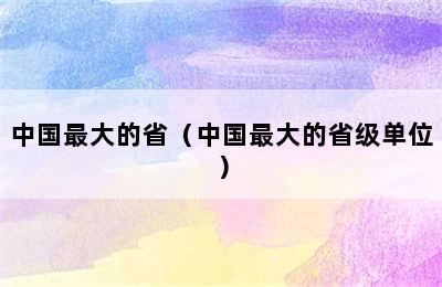 中国最大的省（中国最大的省级单位）