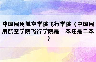 中国民用航空学院飞行学院（中国民用航空学院飞行学院是一本还是二本）