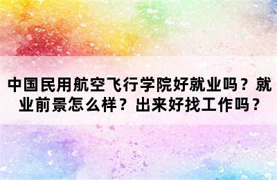 中国民用航空飞行学院好就业吗？就业前景怎么样？出来好找工作吗？