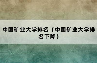 中国矿业大学排名（中国矿业大学排名下降）