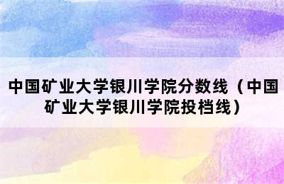 中国矿业大学银川学院分数线（中国矿业大学银川学院投档线）