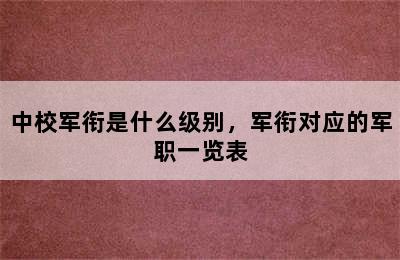 中校军衔是什么级别，军衔对应的军职一览表