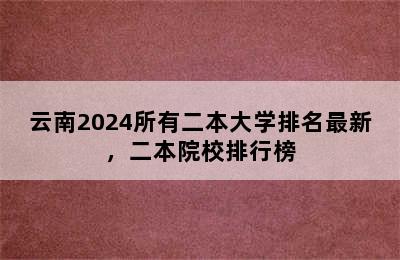 云南2024所有二本大学排名最新，二本院校排行榜