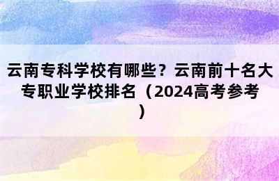 云南专科学校有哪些？云南前十名大专职业学校排名（2024高考参考）