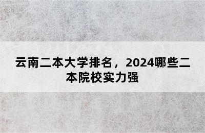 云南二本大学排名，2024哪些二本院校实力强