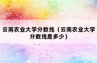 云南农业大学分数线（云南农业大学分数线是多少）