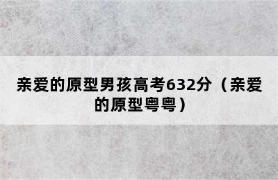 亲爱的原型男孩高考632分（亲爱的原型粤粤）