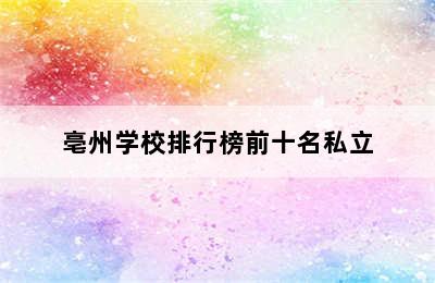 亳州学校排行榜前十名私立